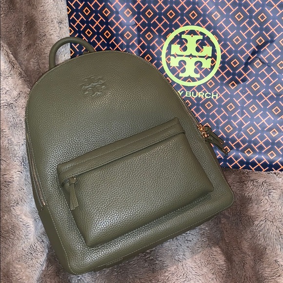 Tory Burch Handbags - Tory Burch Olive Thea Pebbled Leather Backpack NEW